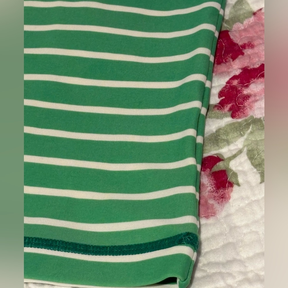 2 FOR 20! Hanna Andersson Girl Size 10 Green White Striped Swim Shirt Rashguard - Picture 3 of 13